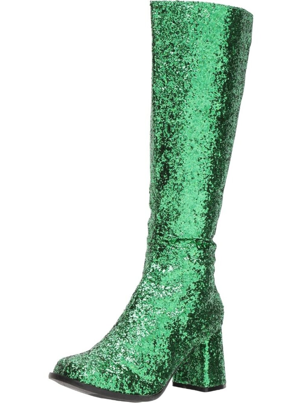 🆕Women's Dark Green Glitter Gogo Boots 60s 70s Disco Block Heel Shoes